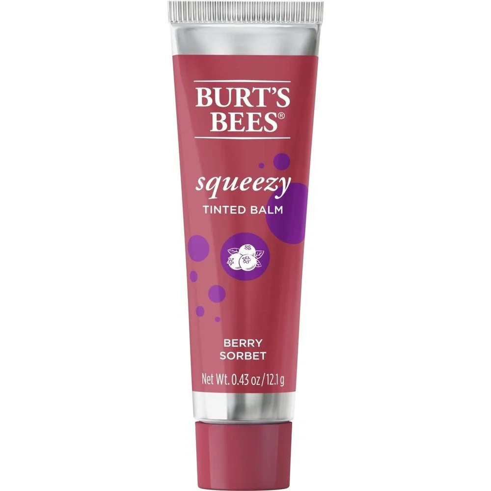 Burt's Bees Squeezy Tinted Lip Balm Berry Sorbet Beeswax Moisturizing NEW